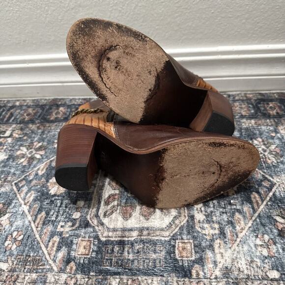 Lucchese Spirit Rachel 2 Tone Brown Leather Harness Western Cowgirl Boots 7.5 - Picture 7 of 8